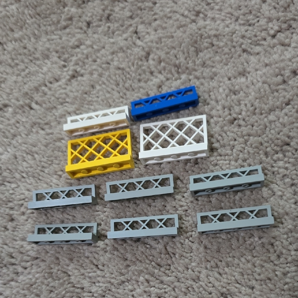 LEGO Assorted Fence Pieces - Blue, Gray, White, & Yellow - Picture 1 of 5